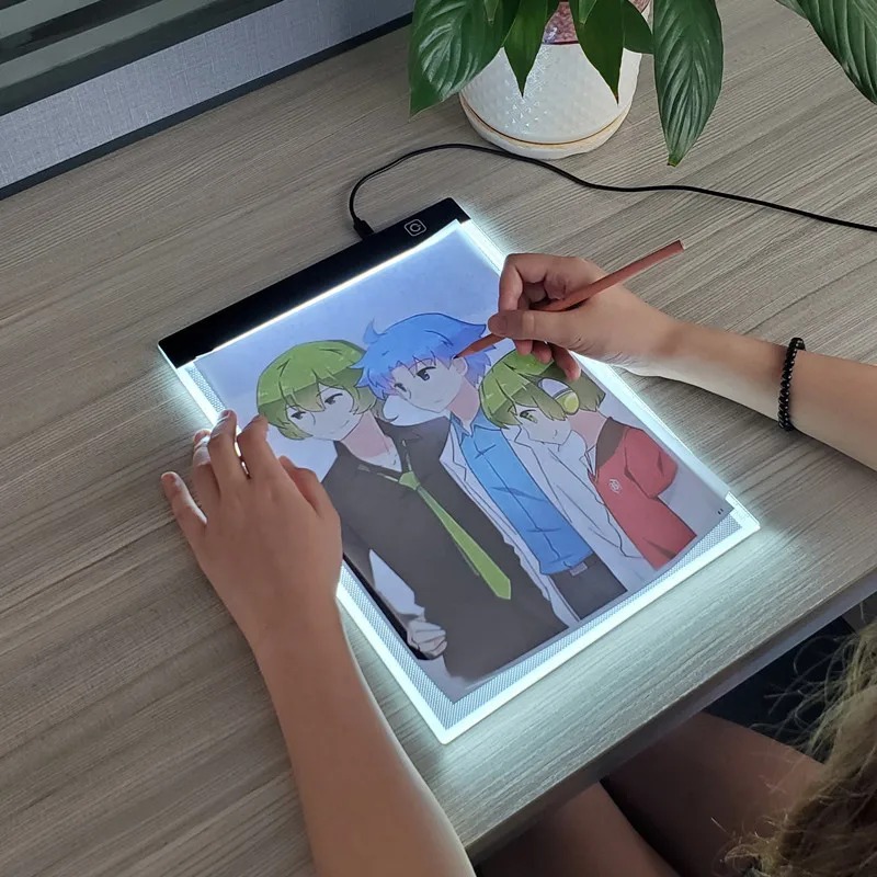 Kids Education Tablet - LED描画コピー台 3段階調光ボードテーブル アニメーションペイント 教育玩具 ギフト 調整可能ライト