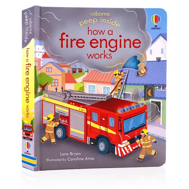 Kids Education Books - Usborne ピープインサイド 消防車の仕組みを知る 3D フラップ絵本 子供用