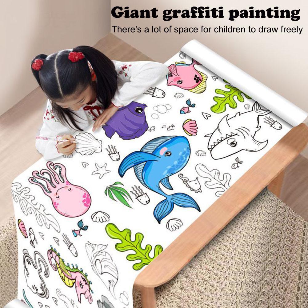 Kids Education Laptop - 子供のための落書き描画ロール,粘着性の色の充填用紙,子供のための着色紙ロール,DIY絵画,教育玩具