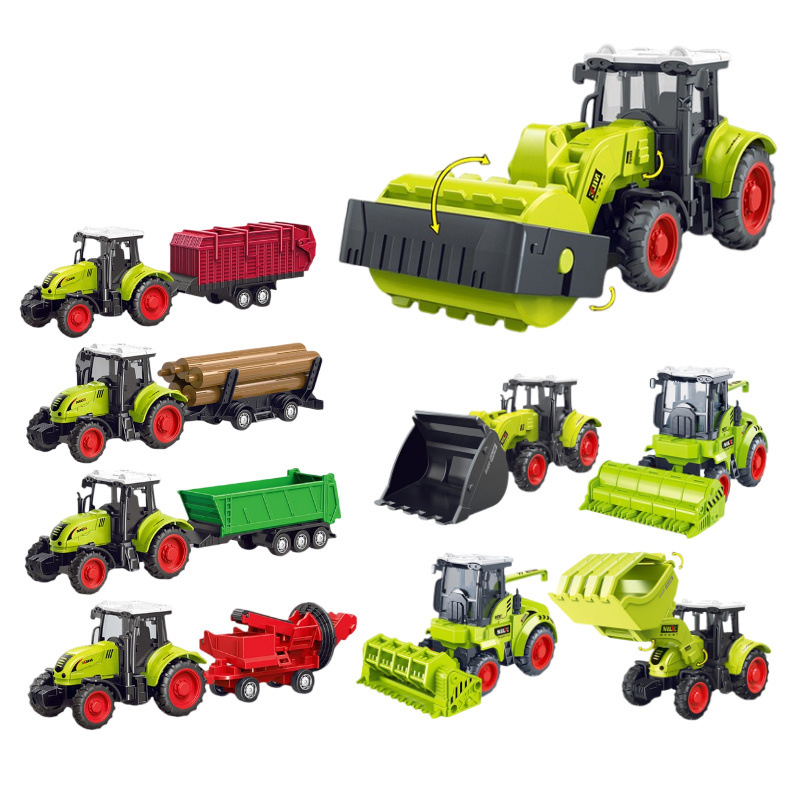 Kids Education Login - キッズファームトラクターおもちゃの車、慣性農業トラック、収穫機、粉砕機、木材運搬車、稲運搬車モデル、教育玩具、男の子へのギフト
