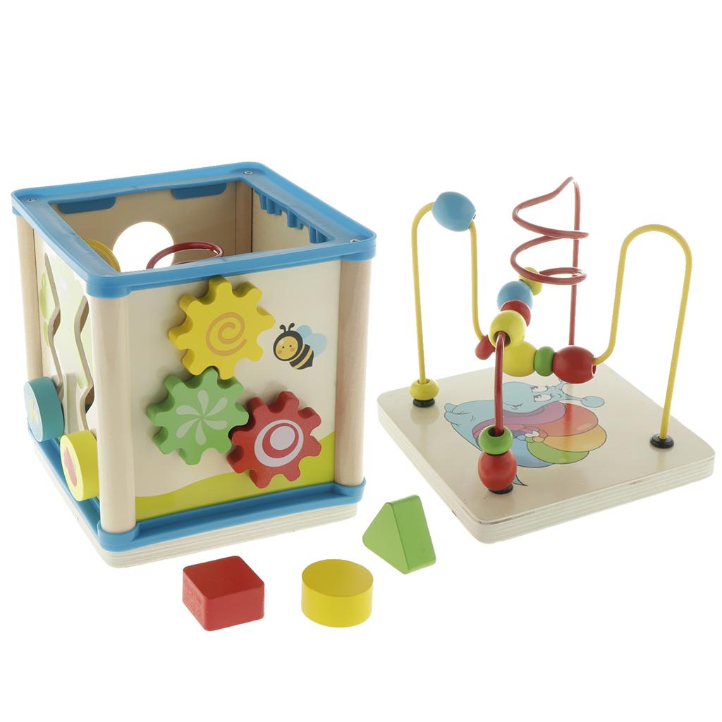 Abacus Counting Bead - 木製アクティビティキューブ 3Dパズル モンテッソーリおもちゃ ビーズ迷路 そろばん 数字計算