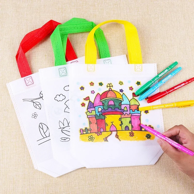 Kids Education Laptop - 1-10 個セット DIY グラフィティバッグ マーカー付き 手作り絵画