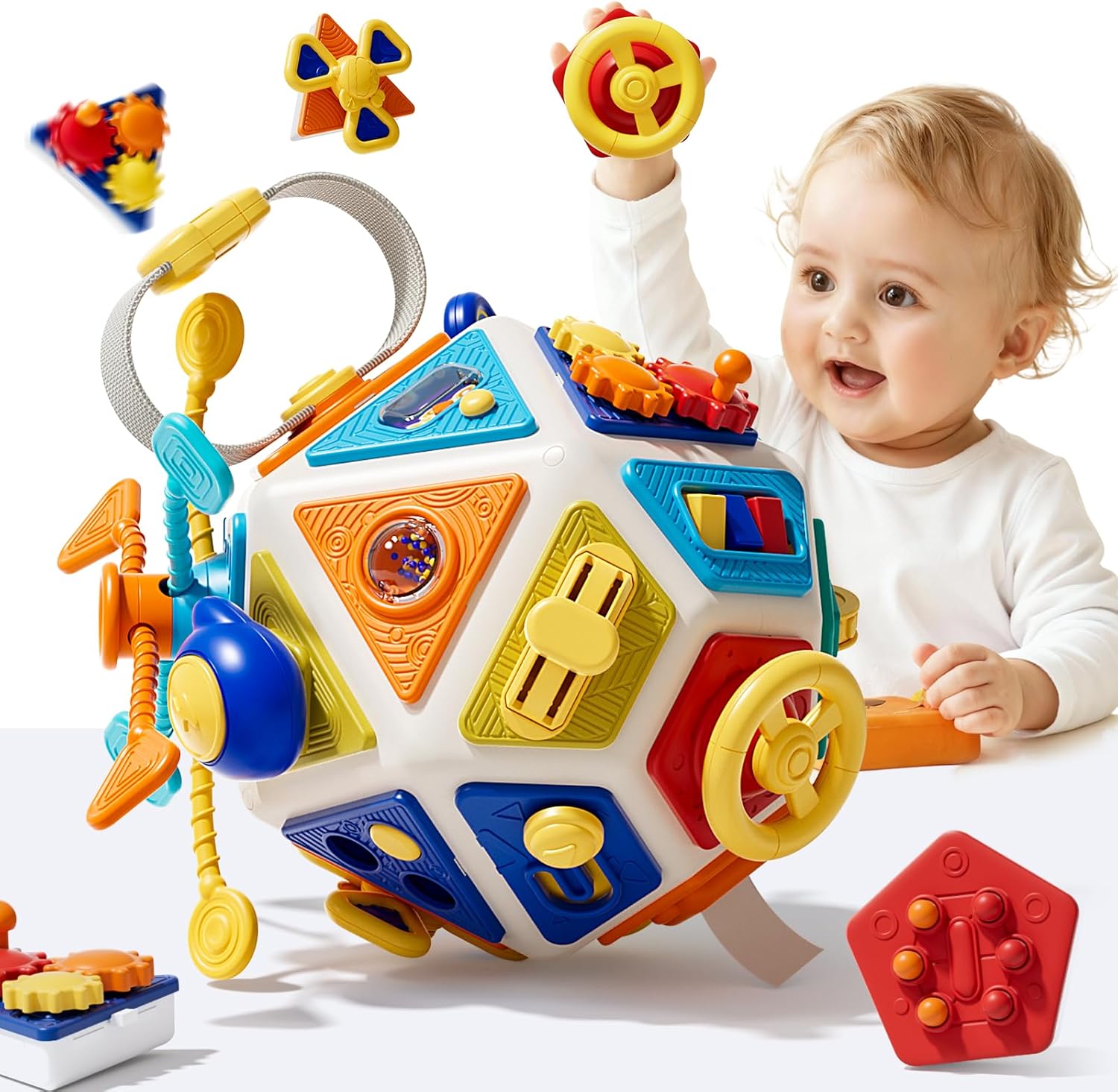 Kids Education Board - ベビービジーボードアクティビティキューブおもちゃ モンテッソーリ感覚玩具 幼児向け早期教育玩具 旅行用フィジェットトイ ギフト