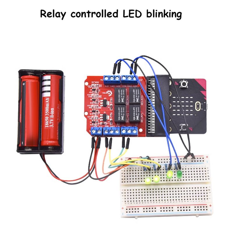 Kids Education Program - A64I Microbit 4チャンネルリレーモジュールシールド 5V ハイトリガープログラミング教育用子供向け教材 Microbit拡張ボード