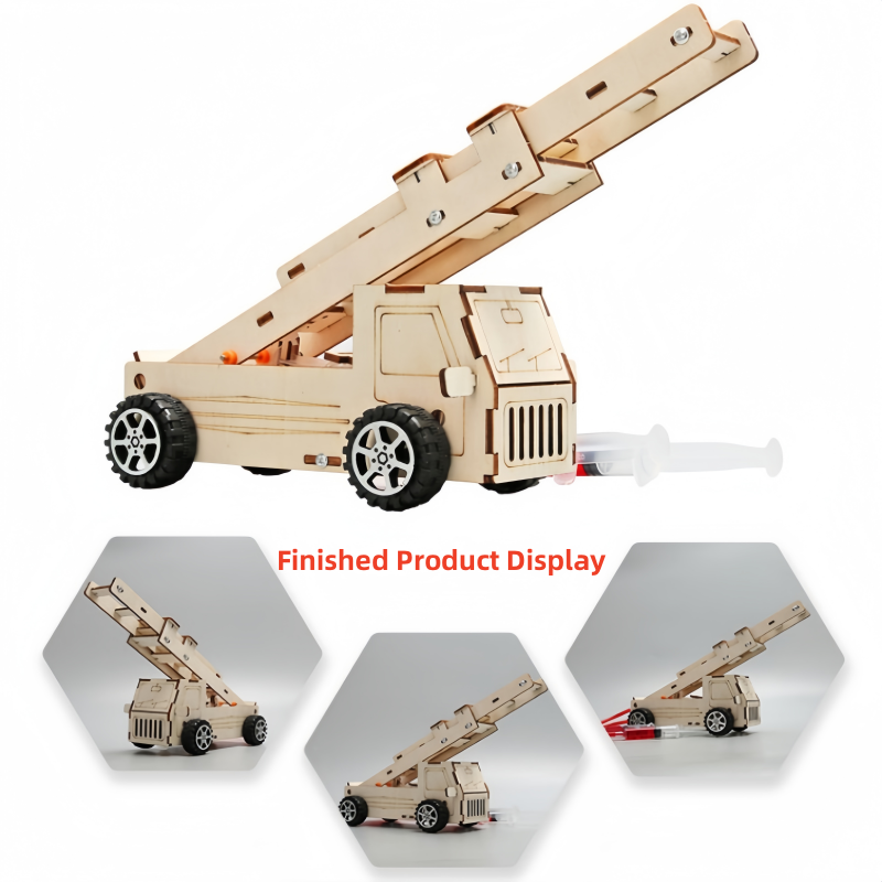 Kids Education Tools - DIY木製はしご消防車モデルキット 子供向け - 教育用物理科学玩具 STEM学習実験ツール 子供へのギフト