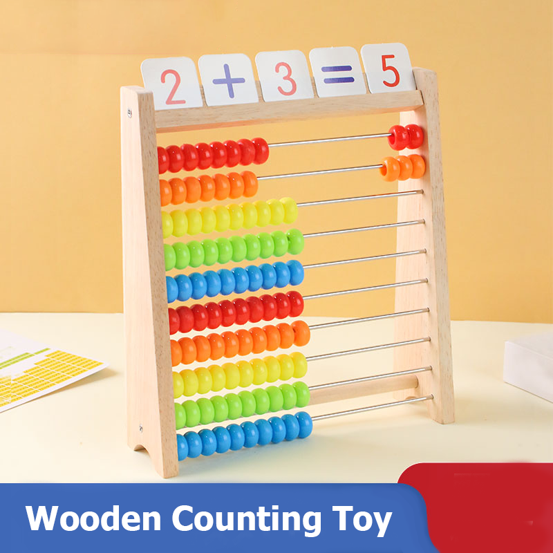 Abacus Counting Bead - 木製カウントおもちゃそろばんモンテッソーリ教育数学おもちゃ子供レインボーカウントビーズ加算減算操作学習