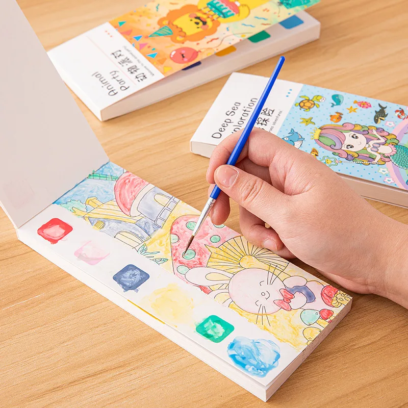 Kids Education Laptop - 20 ページポータブル水彩画帳ぬりえ子供のための描画ガッシュ紙落書き知育玩具文具
