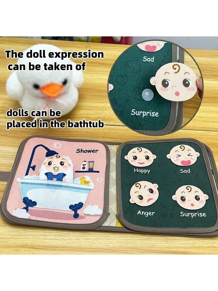 Kids Education Books - モンテッソーリ ベビービジーブック、ベビー布絵本学習玩具、1セットベビー布絵本学習玩具、破れにくい、教育玩具、6