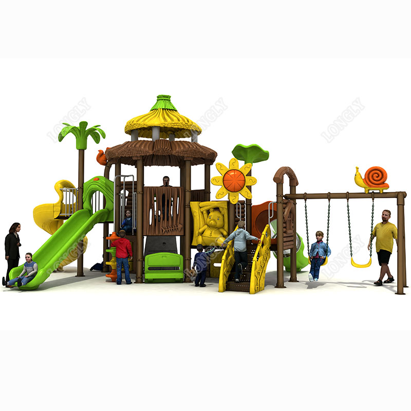 Kids Education Recreation - 商業用古代風子供用遊具施設、教育用庭園屋外レクリエーション用プラスチック製滑り台とブランコ