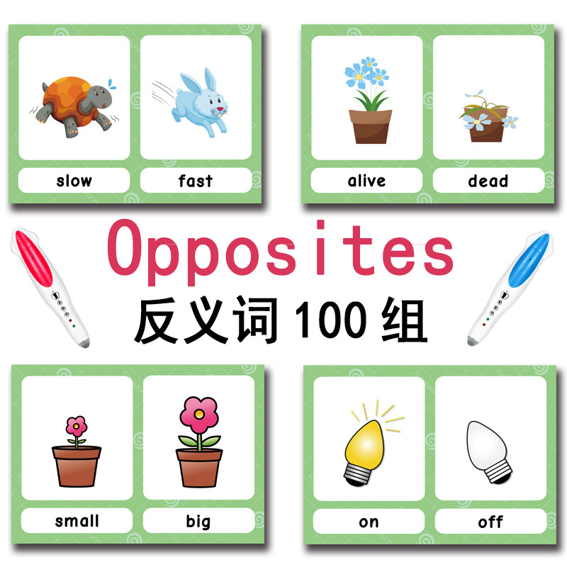 100組の反対語フラッシュカード 英語語彙カード 子供向け  - Kids Education In Us のレビューと価格