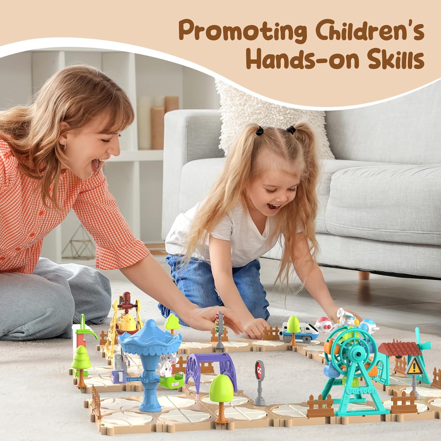 DIY パズルトラックカーセット組み立てシーンレールトレイン - Kids Education Board のレビューと価格