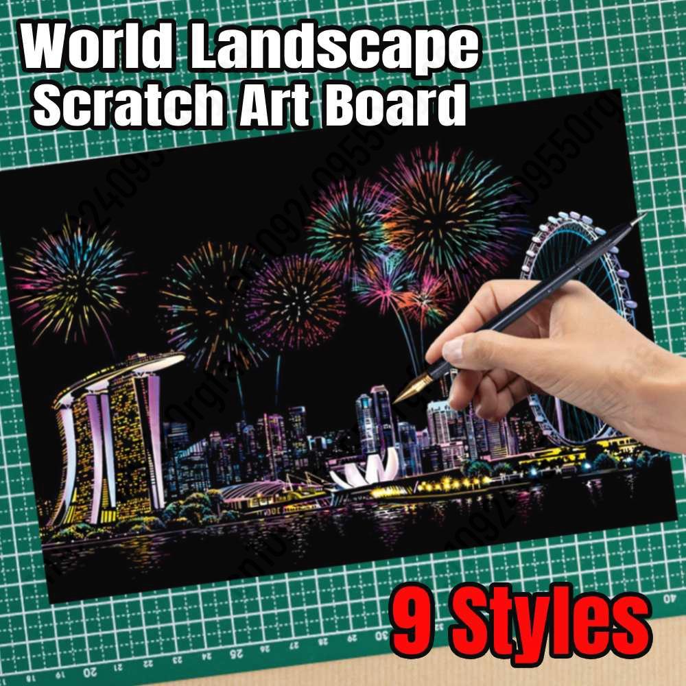 子供のための魔法の虹色の芸術的な絵画の紙カードキット,世界の - Kids Education Board のレビューと価格