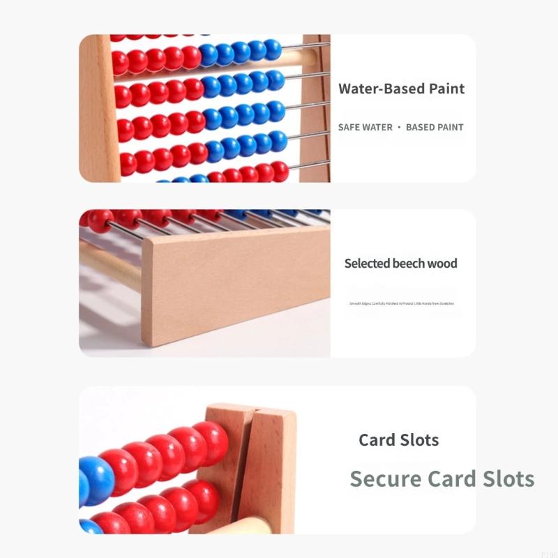 赤と青のビーズ付き木製そろばん、10行算数カウンティングフレ - Abacus Counting Bead のレビューと価格