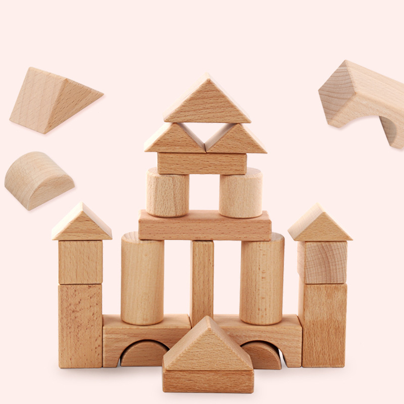 子供のための木製のブナ材のビルディングブロック,22個,箱付 - Kids Education Login のレビューと価格