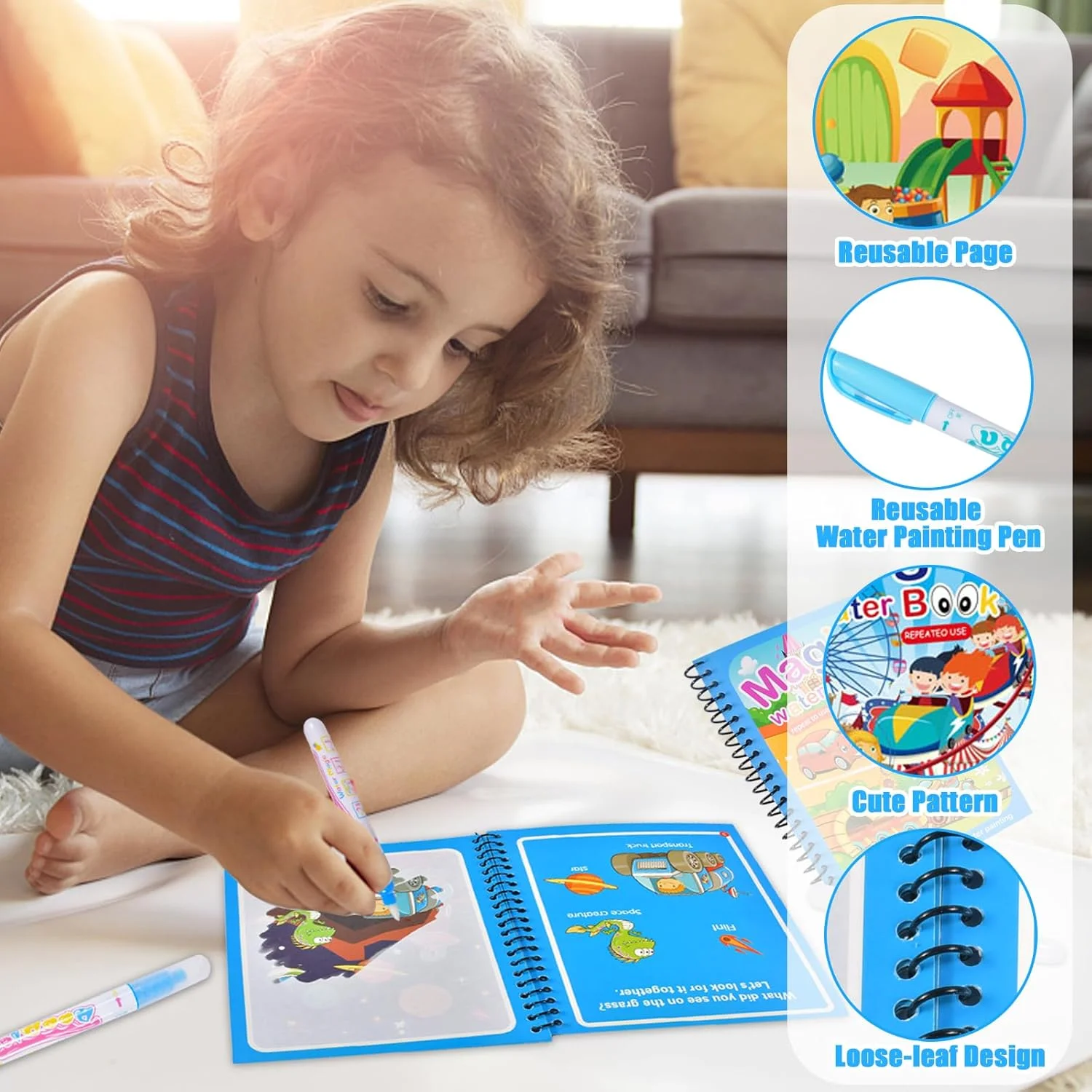 子供向け落書き塗り絵水塗り絵ブック感覚早期教育パズルおもちゃ - Kids Education Laptop のレビューと価格