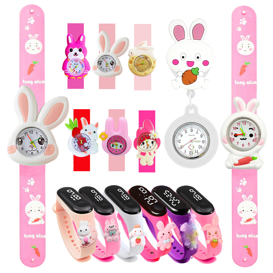 プリントストラップ漫画ウサギ子供用腕時計男の子女の子赤ちゃん - Kids Educational Watch のレビューと価格