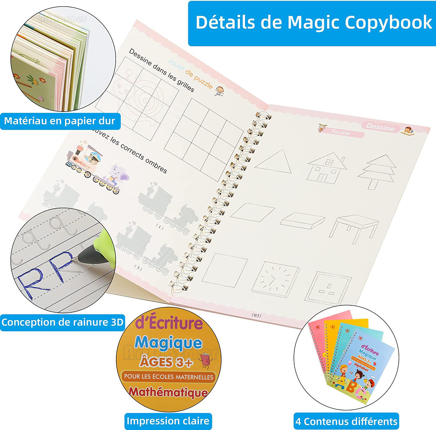 マジックフレンチコピーブック溝練習コピーブック子供ノートブッ - Kids Education Laptop のレビューと価格