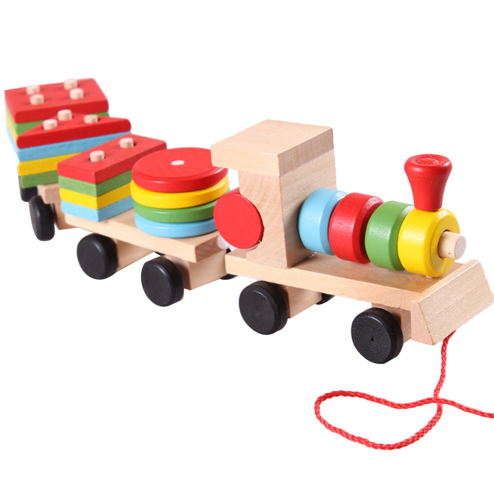 1セット 子供用木製列車 3つのセクション 明るい色の教育用 - Kids Education Help のレビューと価格
