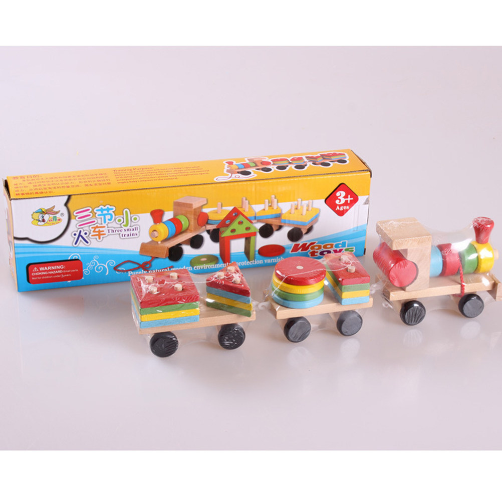 1セット 子供用木製列車 3つのセクション 明るい色の教育用 - Kids Education Help のレビューと価格