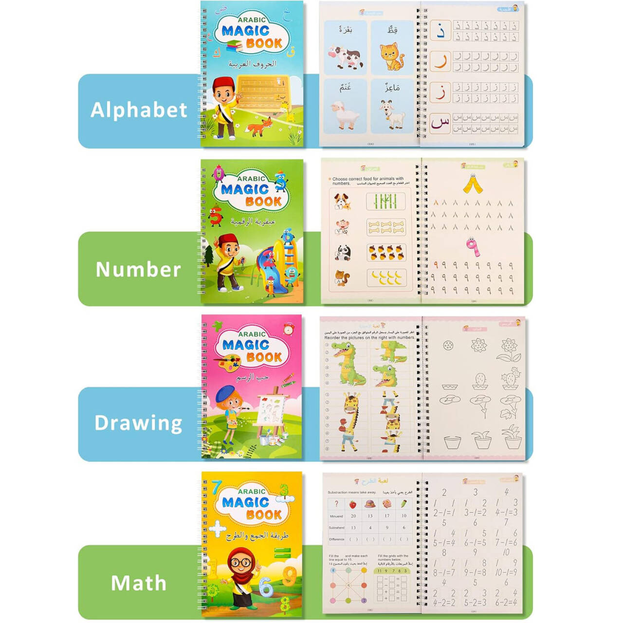 アラビア語アルファベットコピーブック書道子供用ノート再利用可 - Kids Education Laptop のレビューと価格