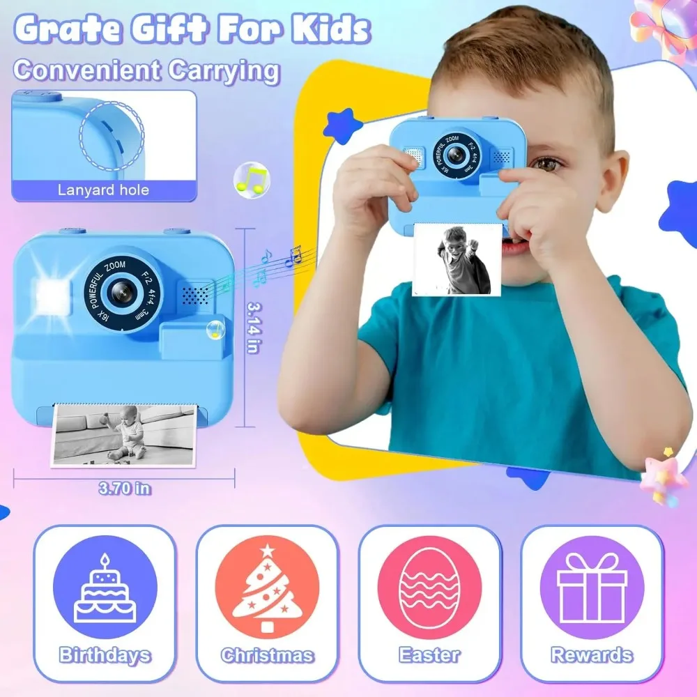 子供用ポータブル写真カメラ,32gカード,インスタント印刷, - Kids Education Images のレビューと価格