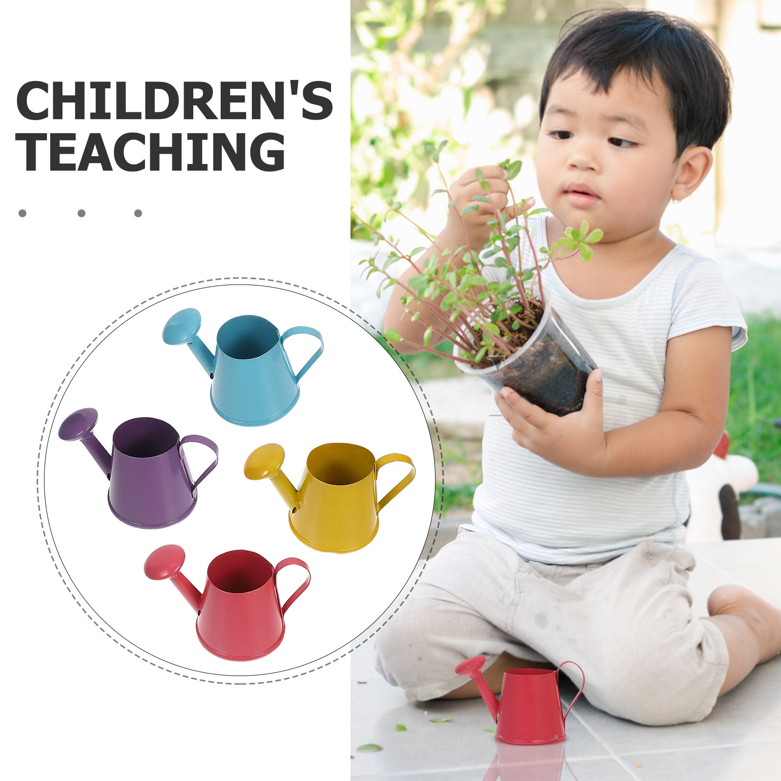 4個入りミニ金属製じょうろセット 鮮やかな色の鉄製 室内・屋 - Kids Education Tools のレビューと価格
